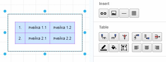 Draw.io – работа с таблицами