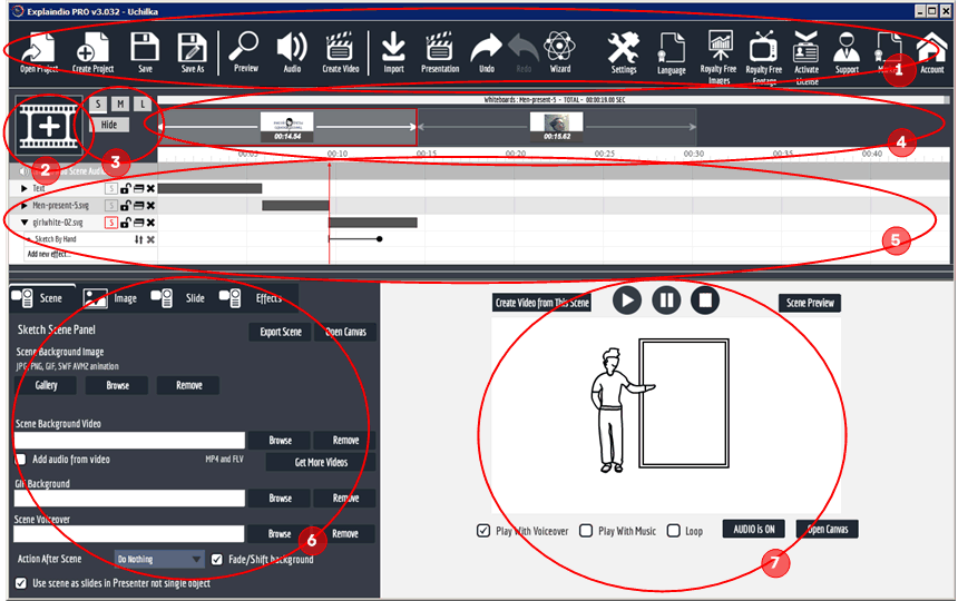 Explaindio Video Creator / интерфейс